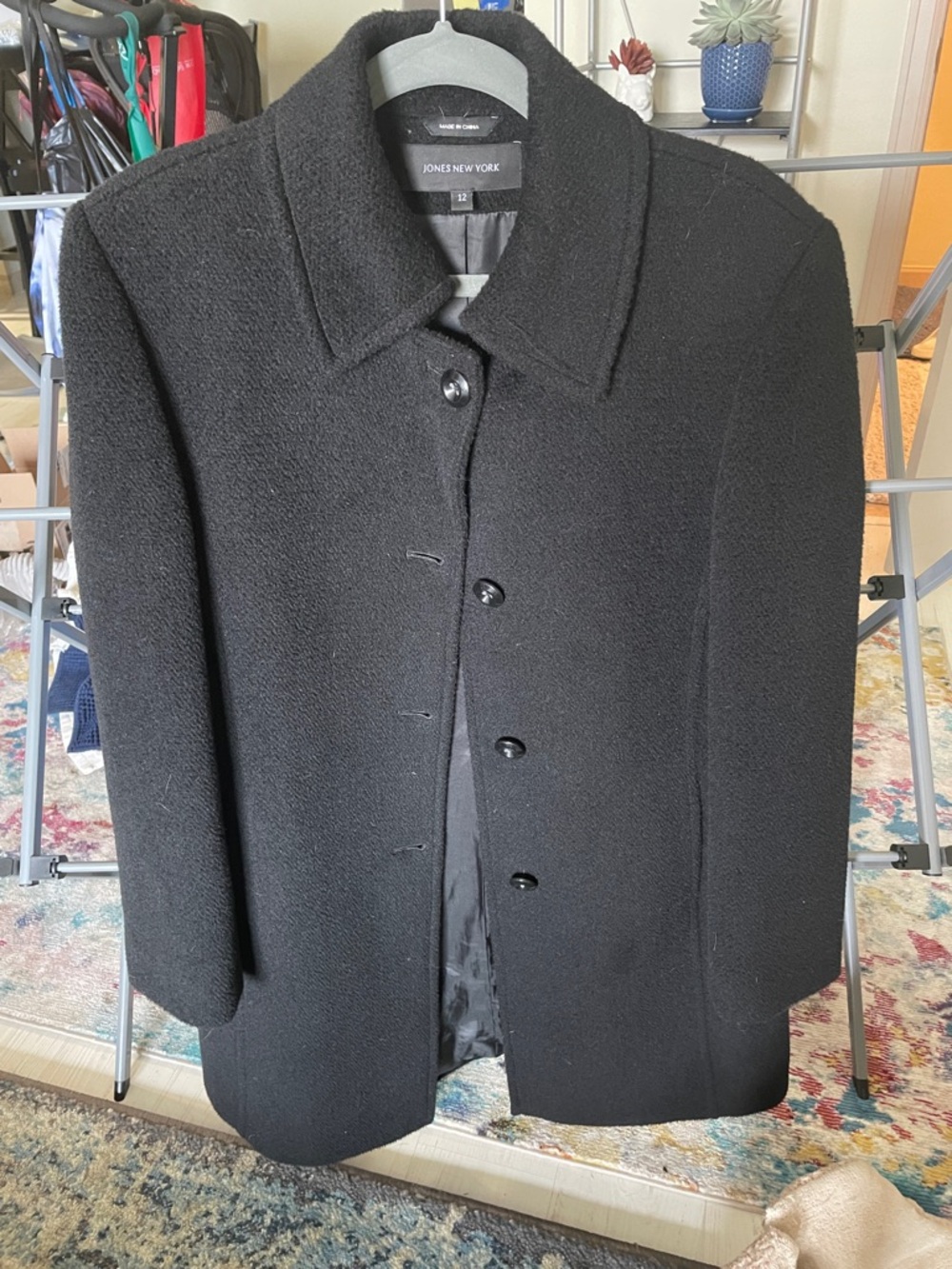 Jones New York Black Wool-Blend Pea Coat